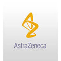 AstraZeneca logo with stylized DNA strand in orange.